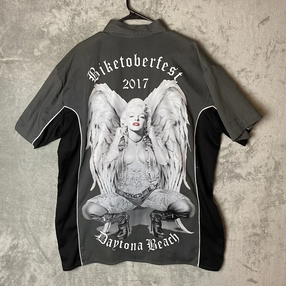 Biker Wear USA Men's XL Biketoberfest 2017 Shirt Gray Black Graphic